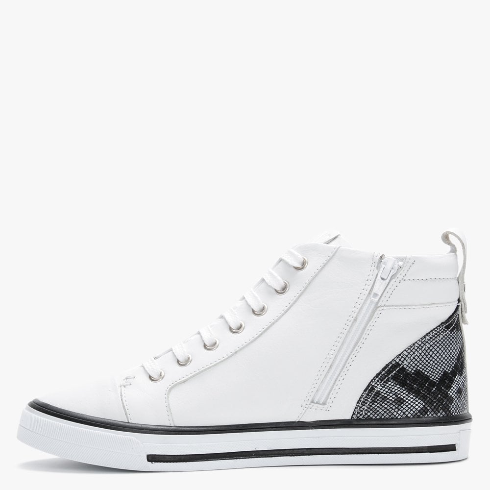 Estarni White Leather High Top Trainers