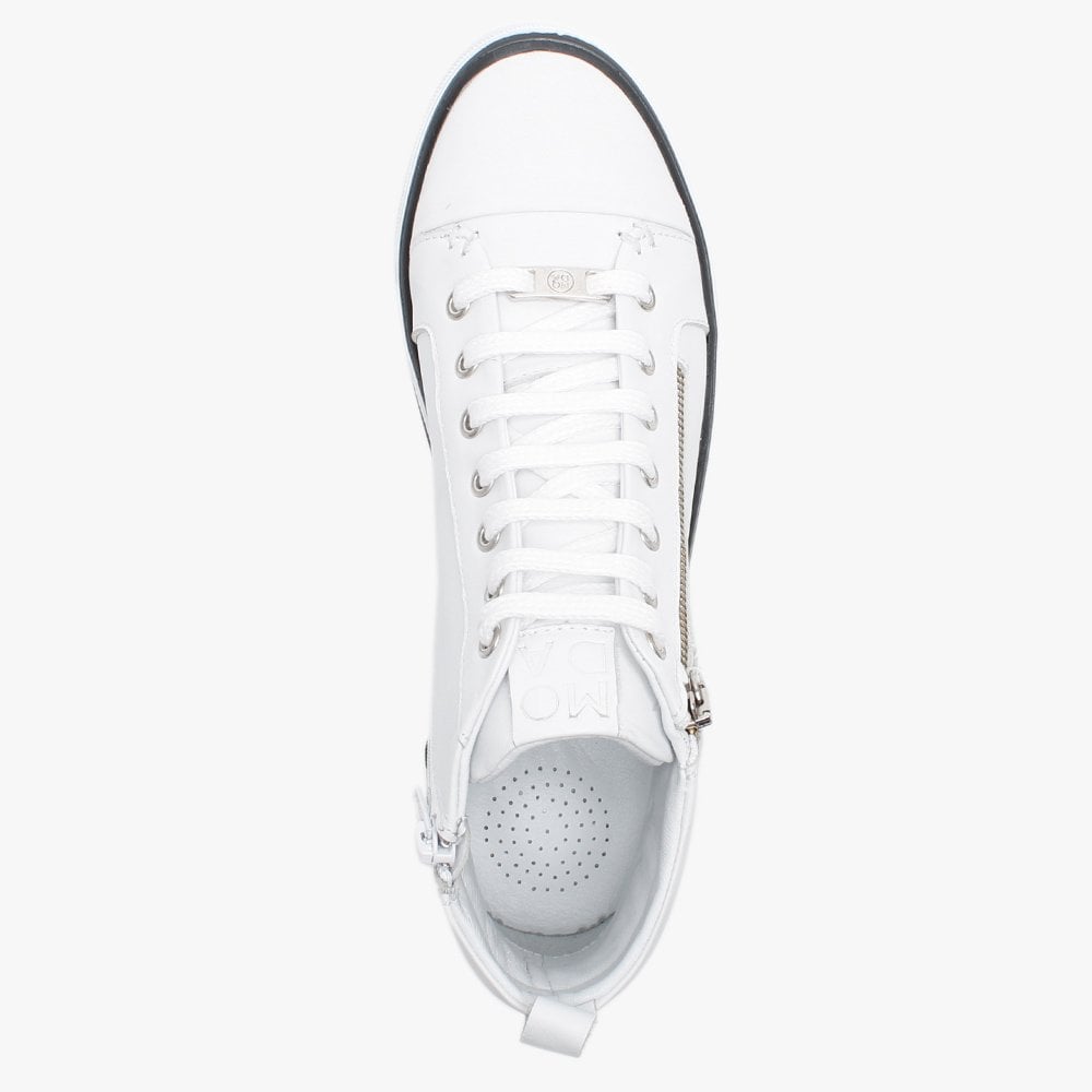 Estarni White Leather High Top Trainers