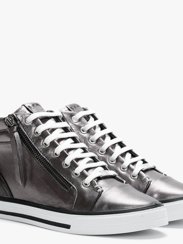 Estarni Pewter Leather High Top Trainers