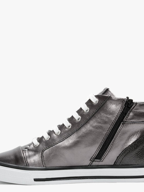 Estarni Pewter Leather High Top Trainers