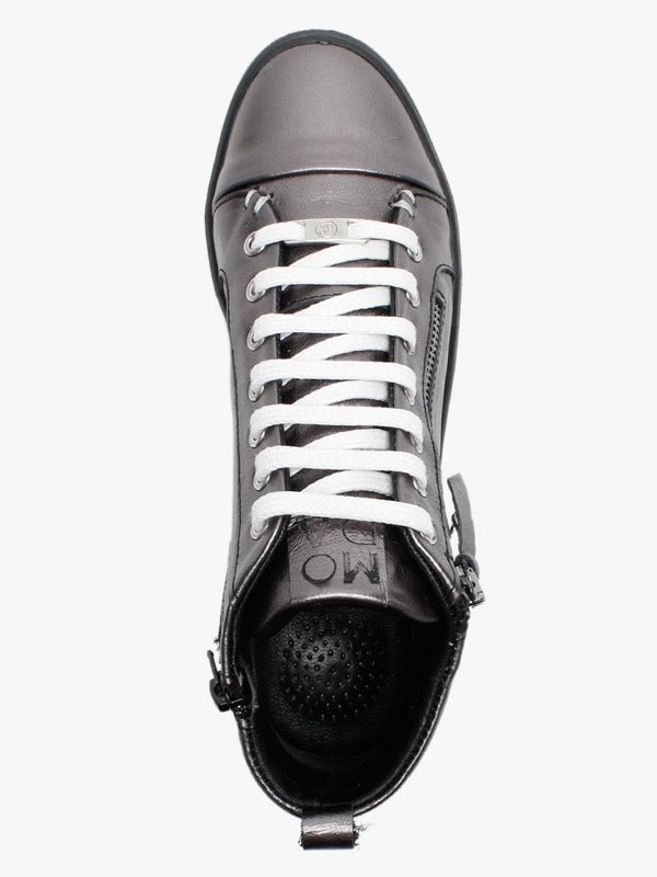 Estarni Pewter Leather High Top Trainers
