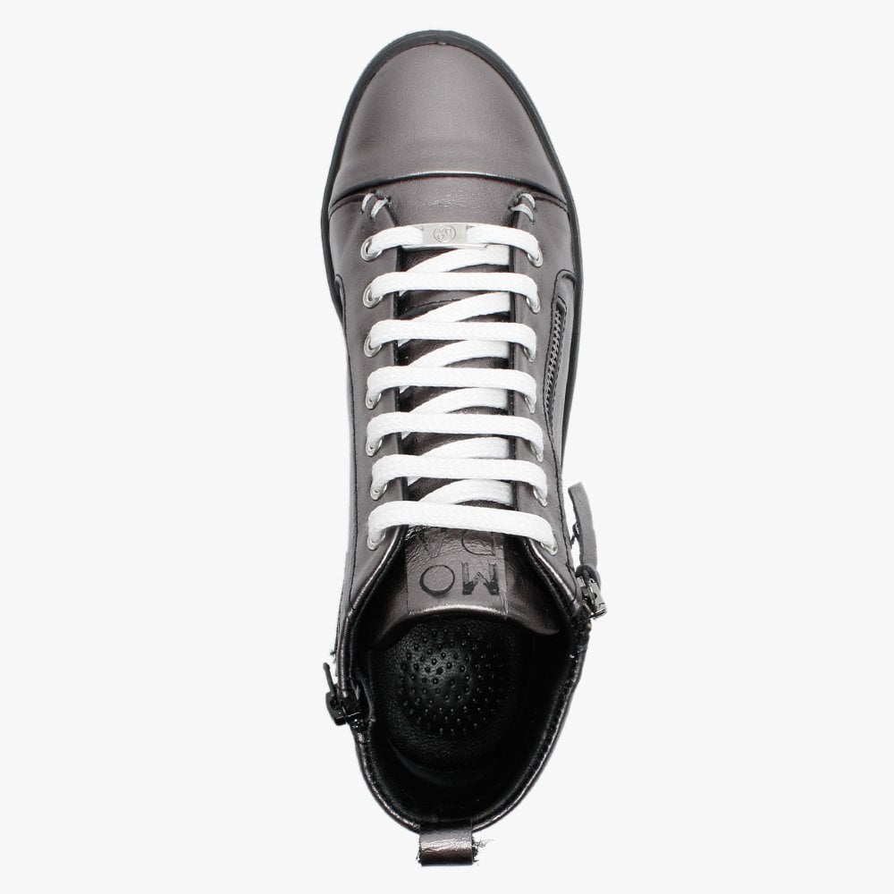 Estarni Pewter Leather High Top Trainers