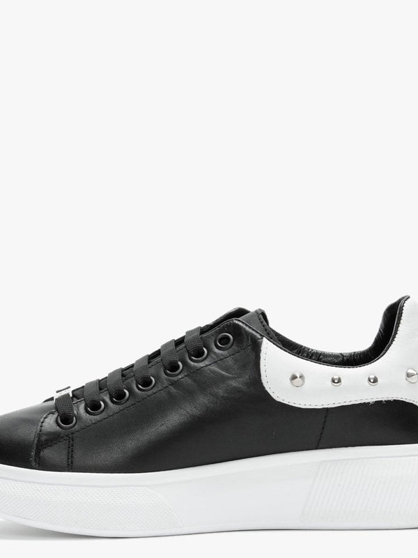 Briton Black Leather Studded Trainers