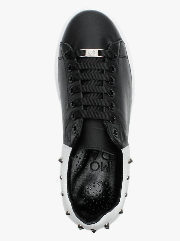 Briton Black Leather Studded Trainers