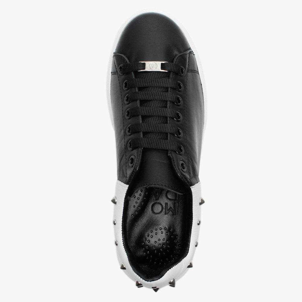 Briton Black Leather Studded Trainers