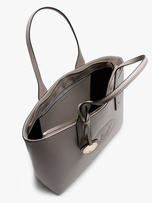 Taupe Textured Logo Shopper Bag