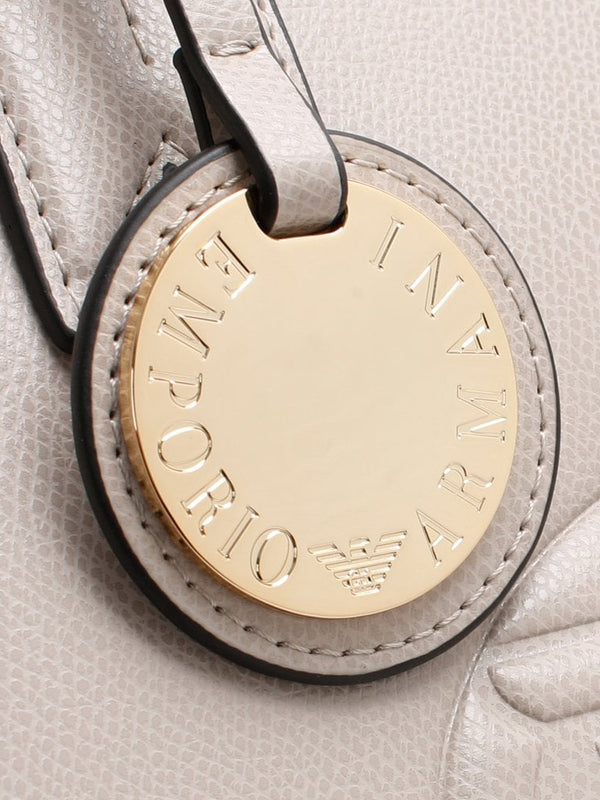 Taupe Textured Logo Shopper Bag