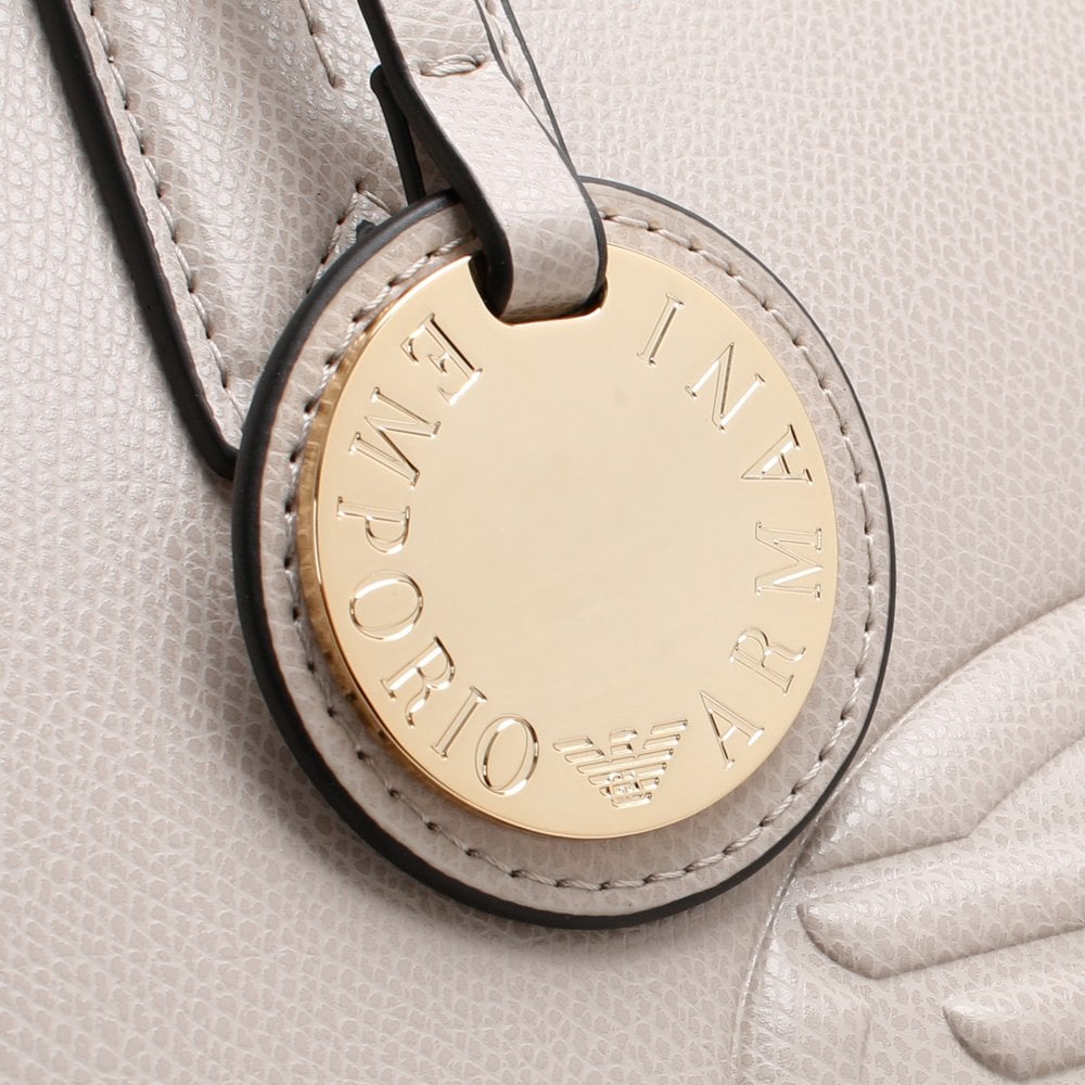 Taupe Textured Logo Shopper Bag