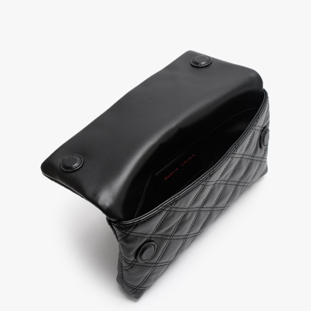 Sofia Loves Black Leather Clutch Bag
