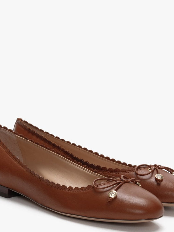 Glennie Deep Saddle Tan Leather Scalloped Edge Pumps