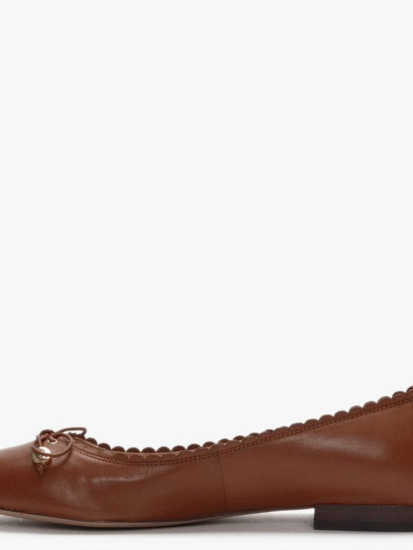 Glennie Deep Saddle Tan Leather Scalloped Edge Pumps