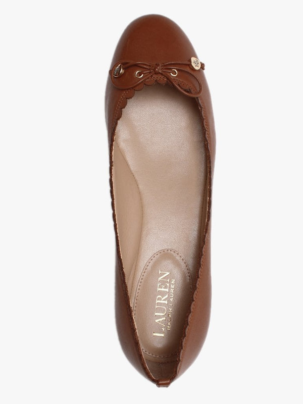 Glennie Deep Saddle Tan Leather Scalloped Edge Pumps