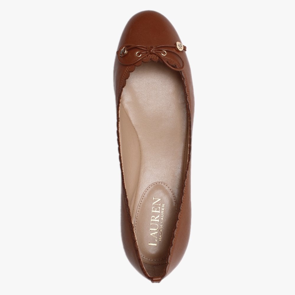 Glennie Deep Saddle Tan Leather Scalloped Edge Pumps