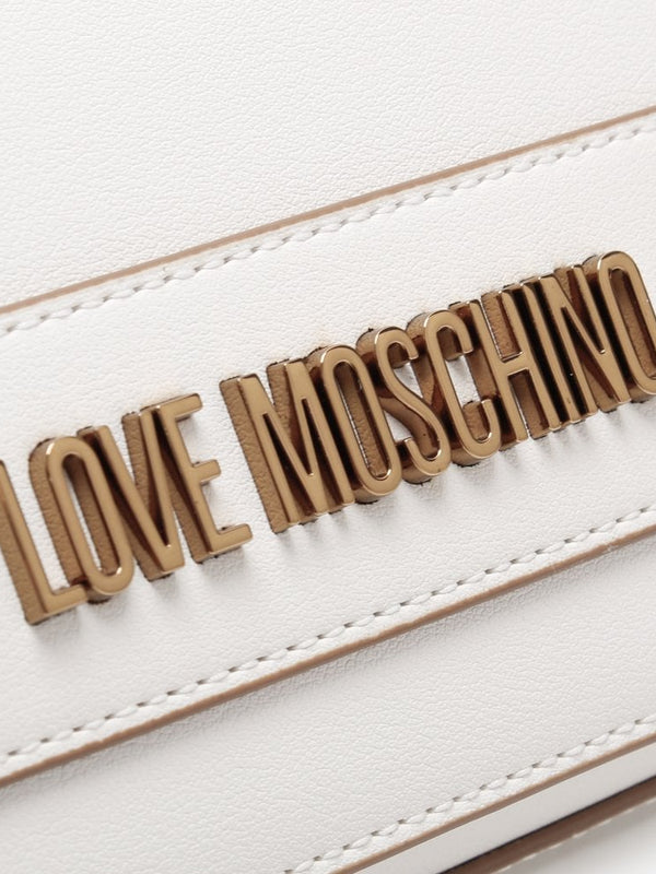 Studded Logo White Clutch Bag
