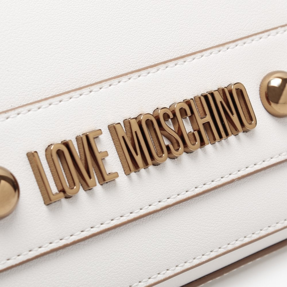 Studded Logo White Clutch Bag