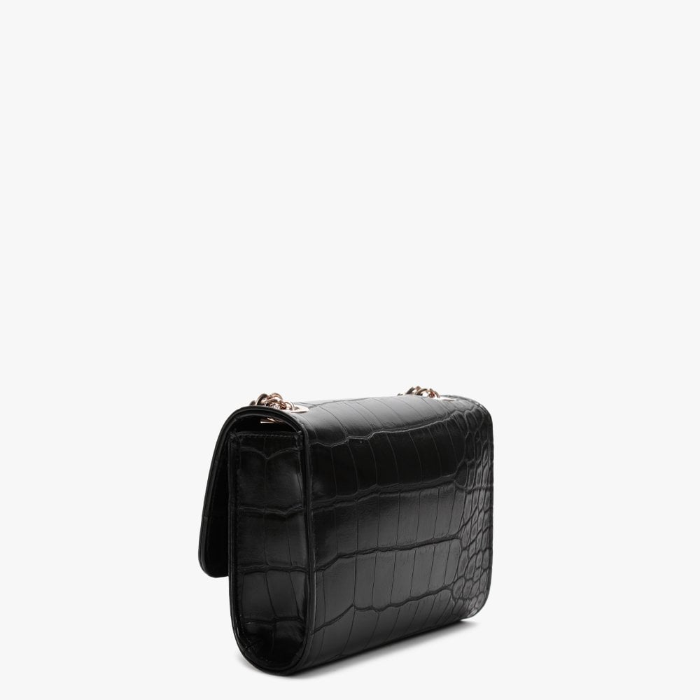 Audrey Moc Croc Black Shoulder Bag