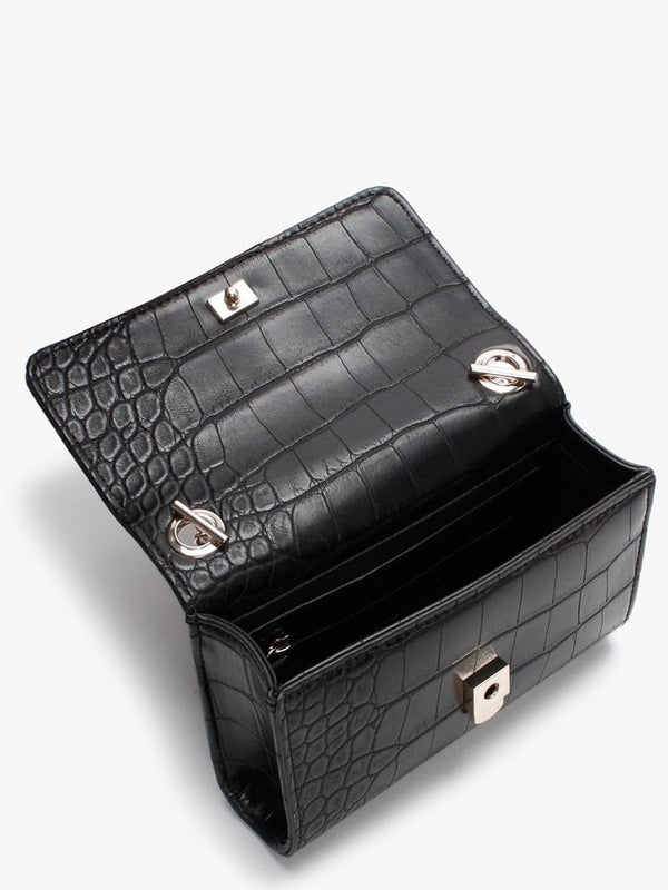 Audrey Moc Croc Black Shoulder Bag