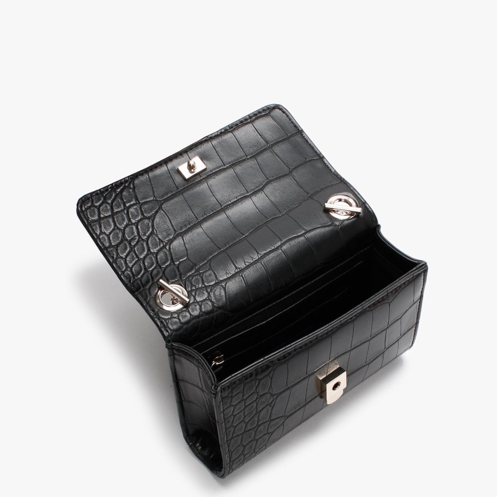 Audrey Moc Croc Black Shoulder Bag