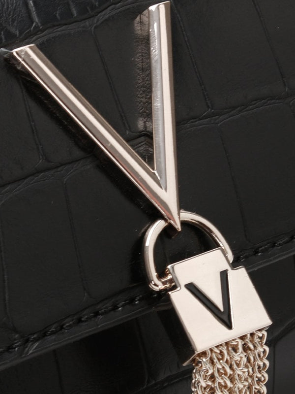 Audrey Moc Croc Black Shoulder Bag
