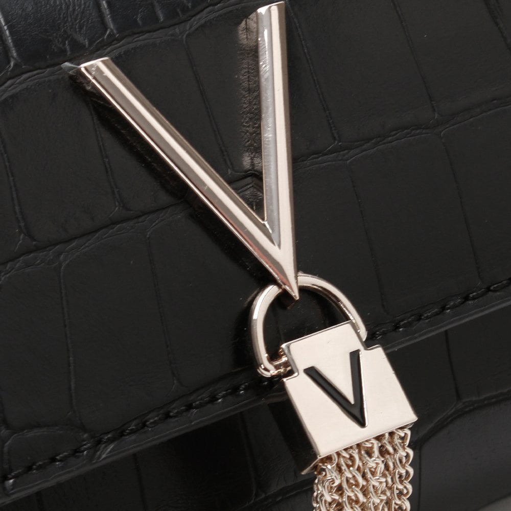 Audrey Moc Croc Black Shoulder Bag