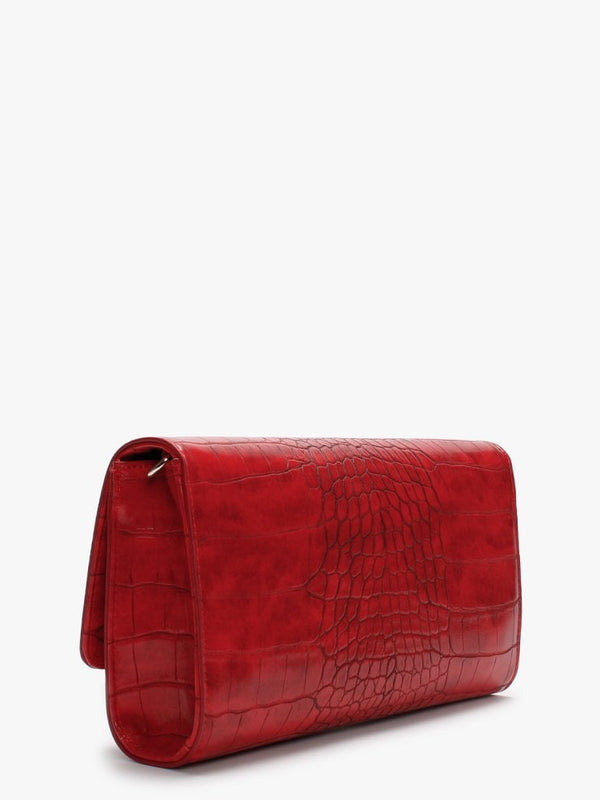 Audrey Red Moc Croc Clutch Bag