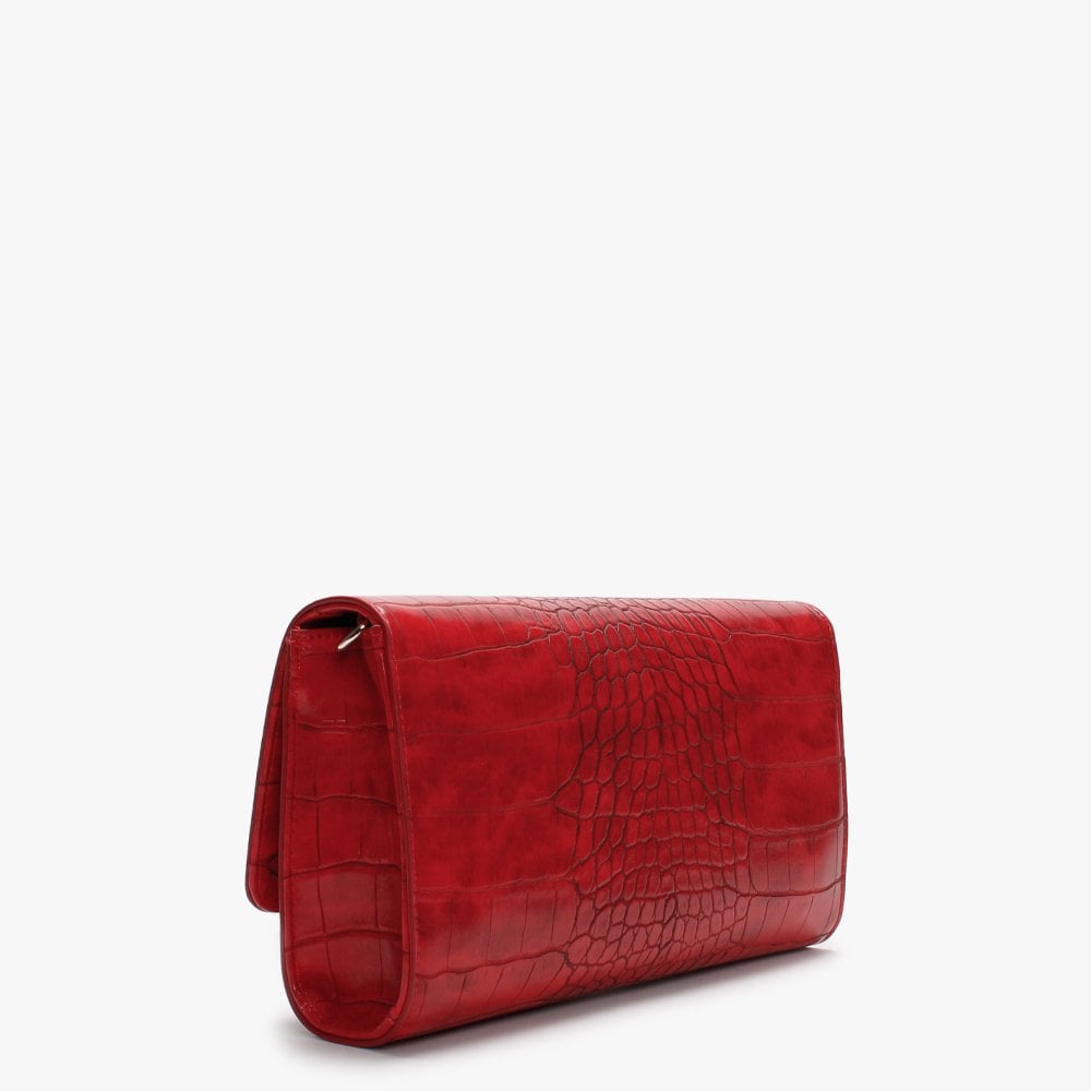 Audrey Red Moc Croc Clutch Bag