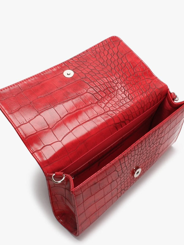 Audrey Red Moc Croc Clutch Bag