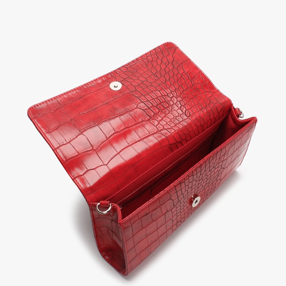 Audrey Red Moc Croc Clutch Bag