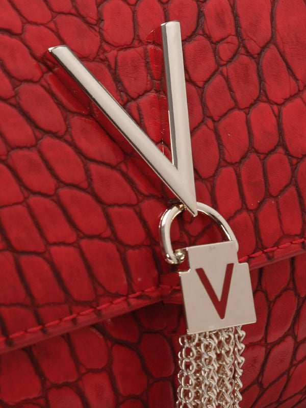 Audrey Red Moc Croc Clutch Bag