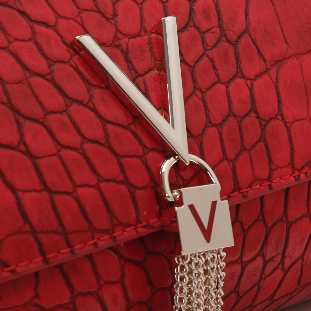 Audrey Red Moc Croc Clutch Bag