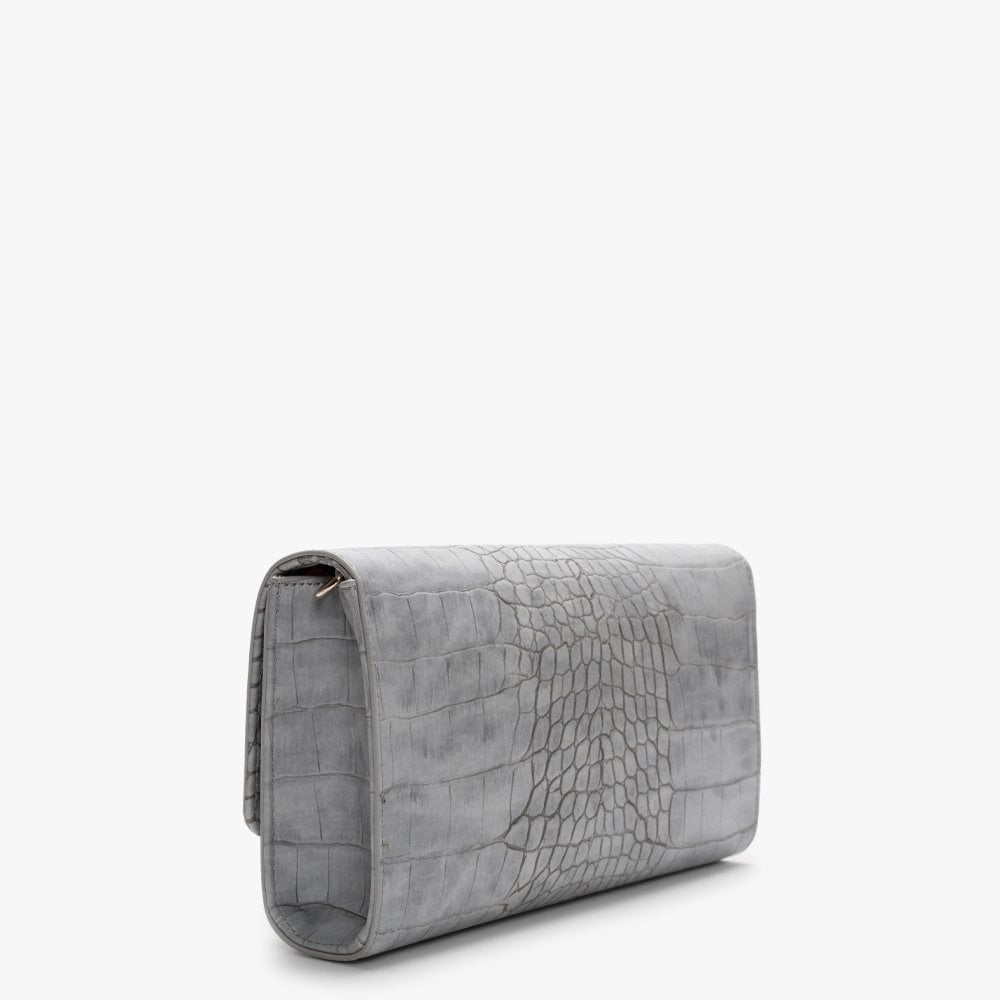 Audrey Grey Moc Croc Clutch Bag