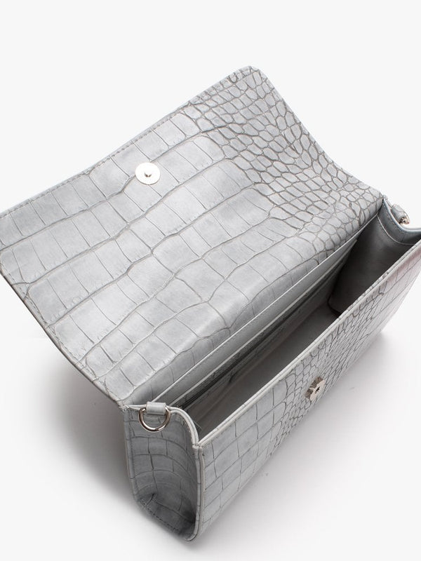 Audrey Grey Moc Croc Clutch Bag