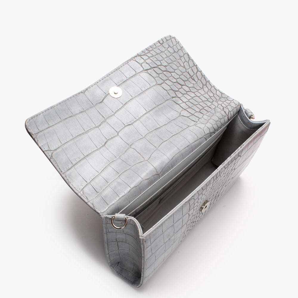 Audrey Grey Moc Croc Clutch Bag