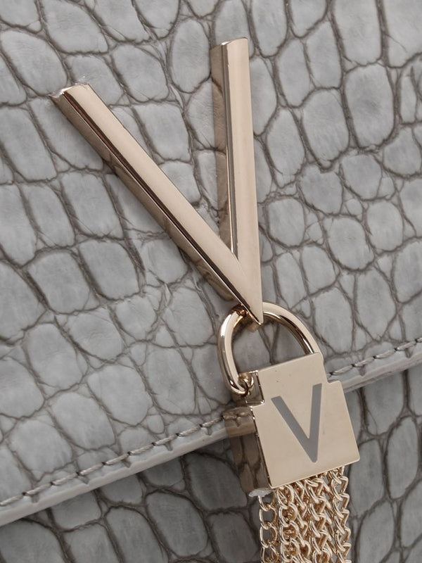 Audrey Grey Moc Croc Clutch Bag