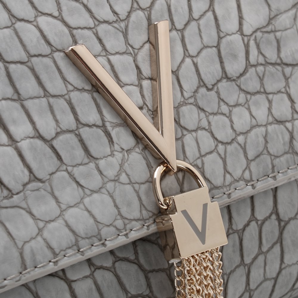 Audrey Grey Moc Croc Clutch Bag