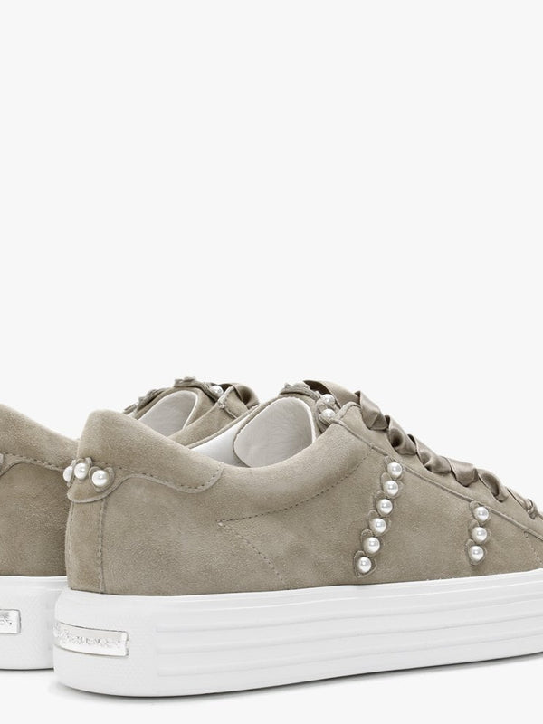 Up Grey Suede Pearl Embellished Trainers