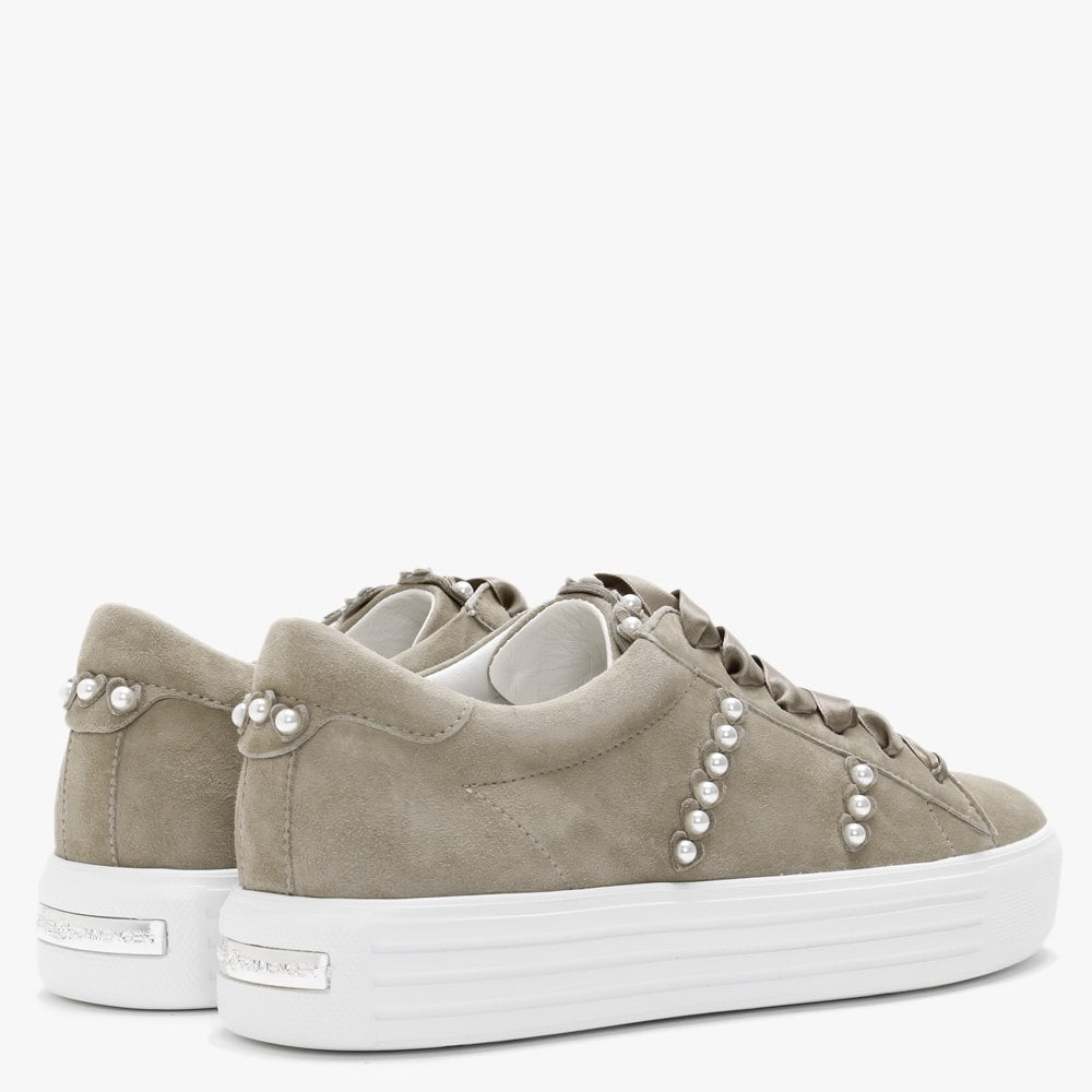 Up Grey Suede Pearl Embellished Trainers
