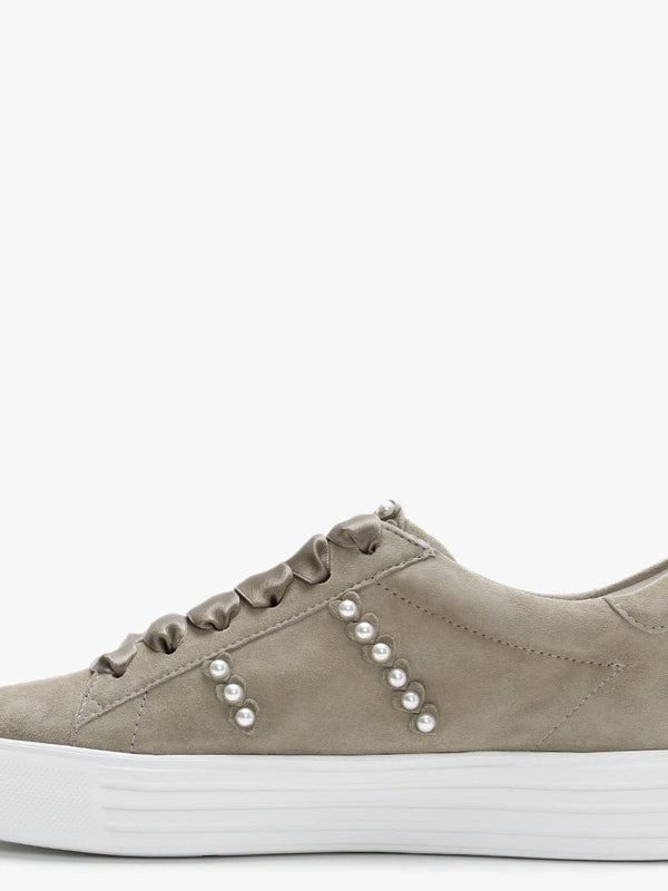 Up Grey Suede Pearl Embellished Trainers