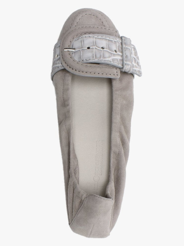 Malu II Grey Suede Reptile Buckle Ballet Pumps