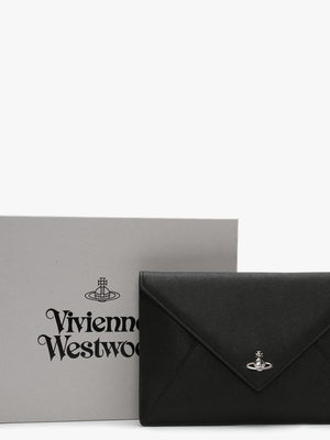 Victoria Black Leather Envelope Clutch Bag