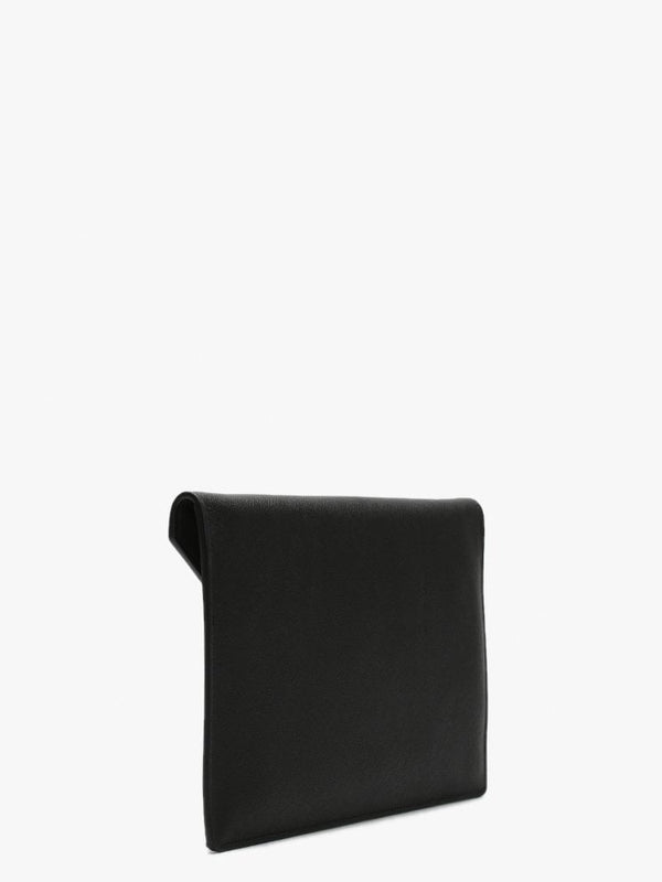 Victoria Black Leather Envelope Clutch Bag
