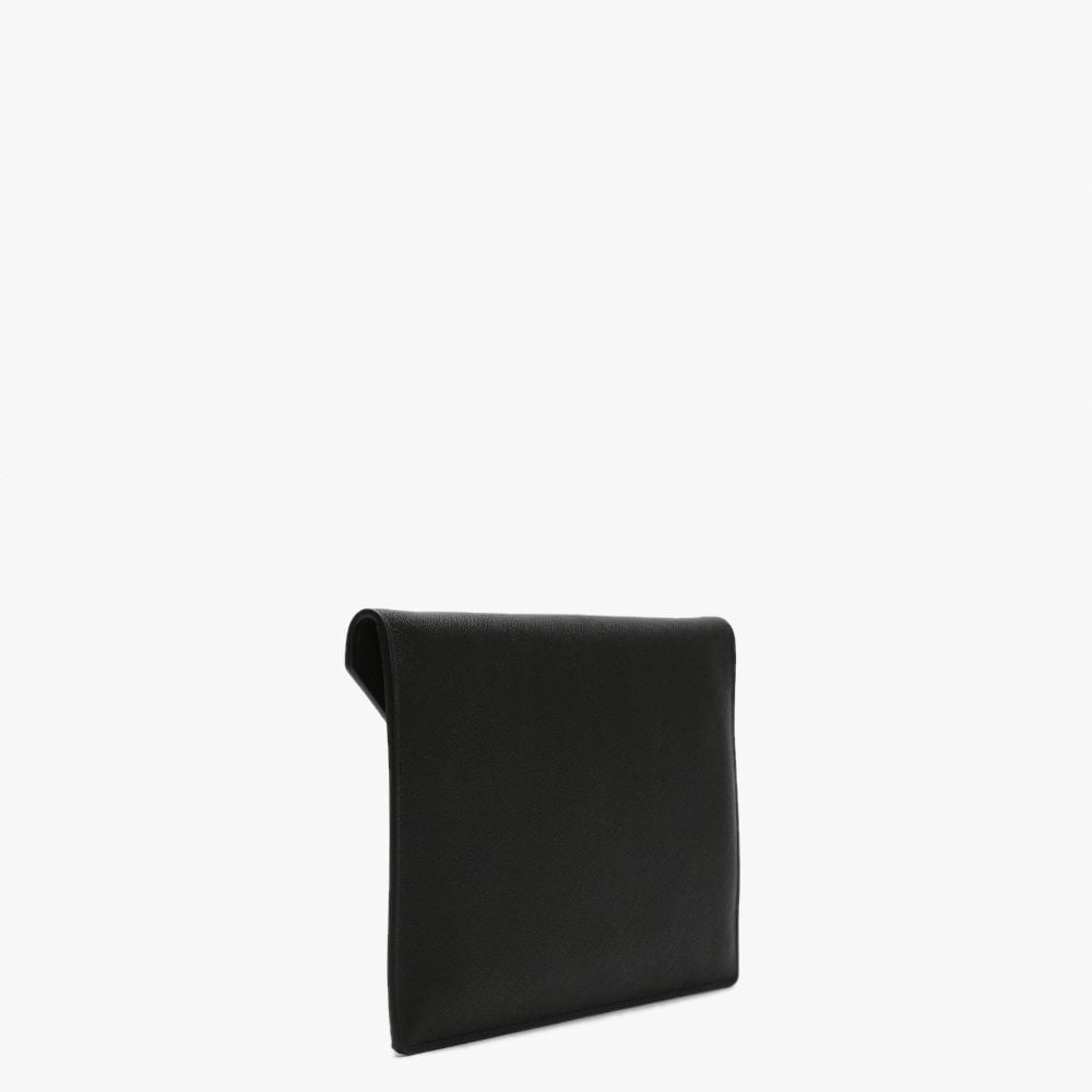 Victoria Black Leather Envelope Clutch Bag