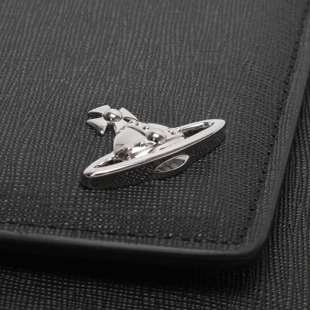 Victoria Black Leather Envelope Clutch Bag