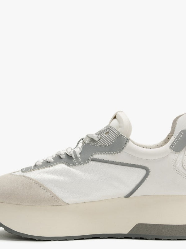 Roxy Salt White Silver Suede & Nylon Platform Trainers