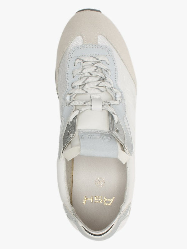 Roxy Salt White Silver Suede & Nylon Platform Trainers