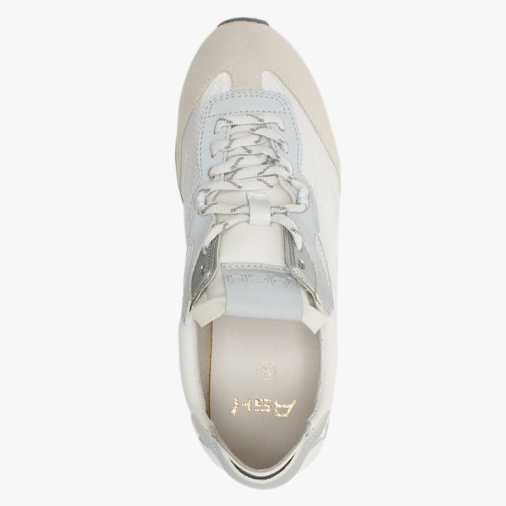 Roxy Salt White Silver Suede & Nylon Platform Trainers