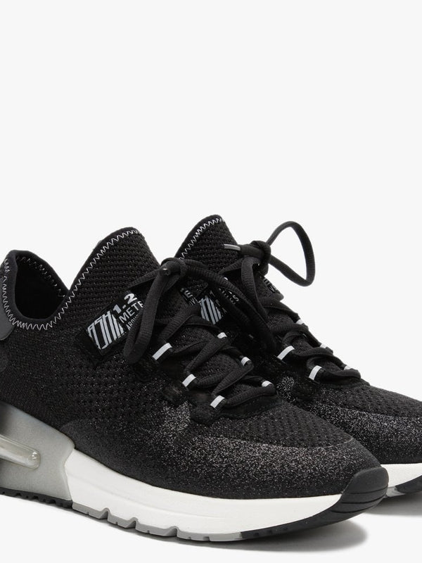 Krush Glitter Black Knitted Trainers