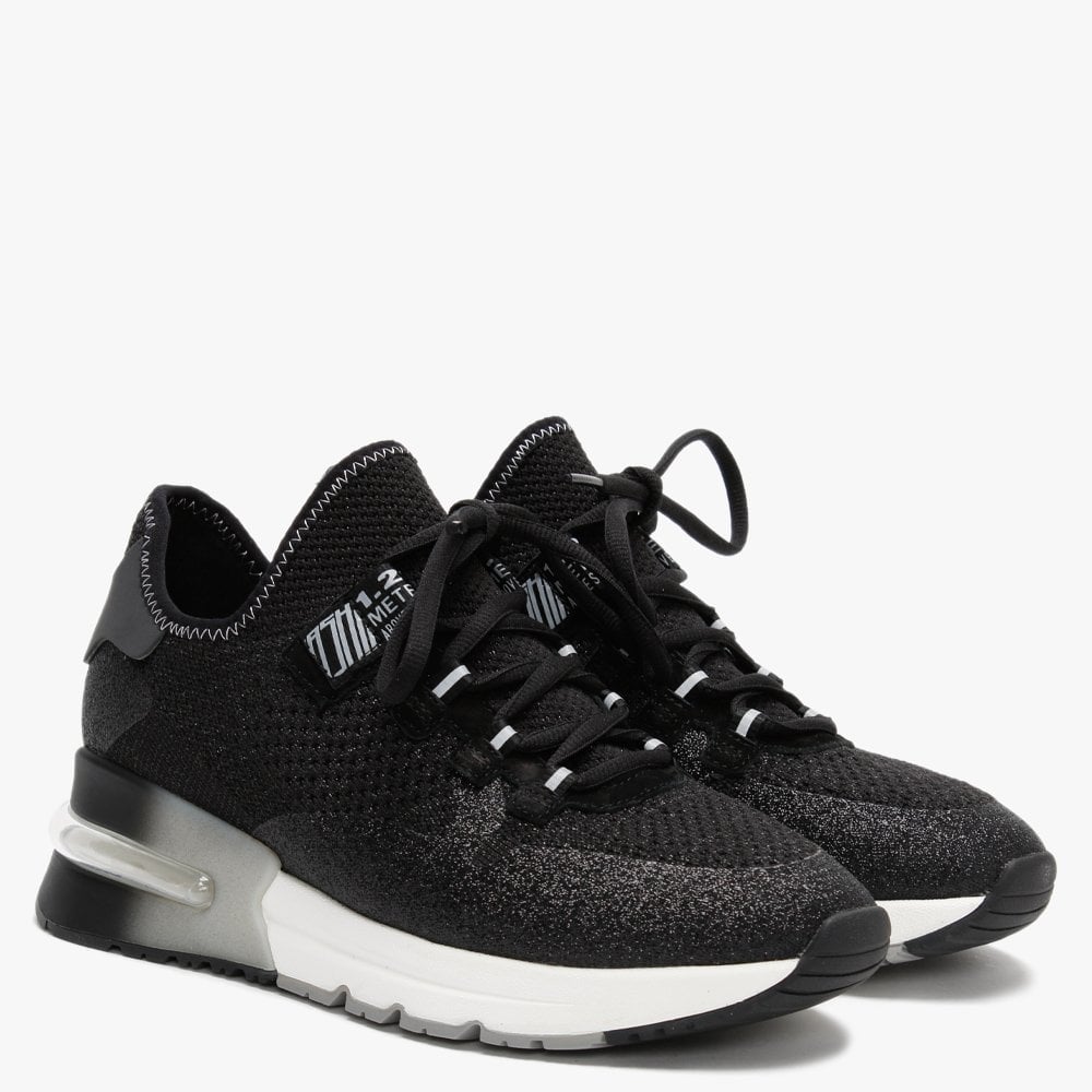 Krush Glitter Black Knitted Trainers