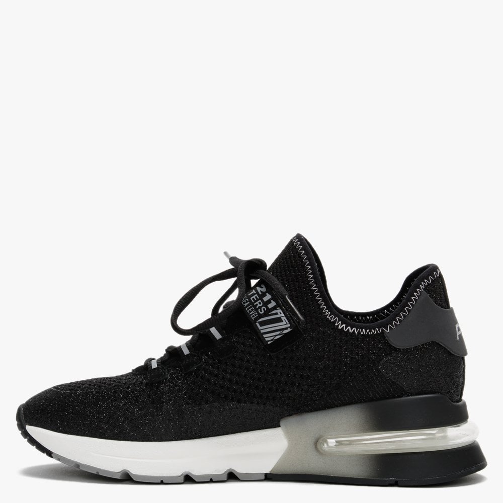 Krush Glitter Black Knitted Trainers