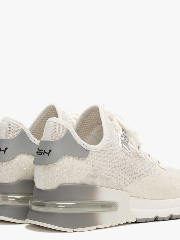 Krush Glitter White & Silver Knitted Trainers